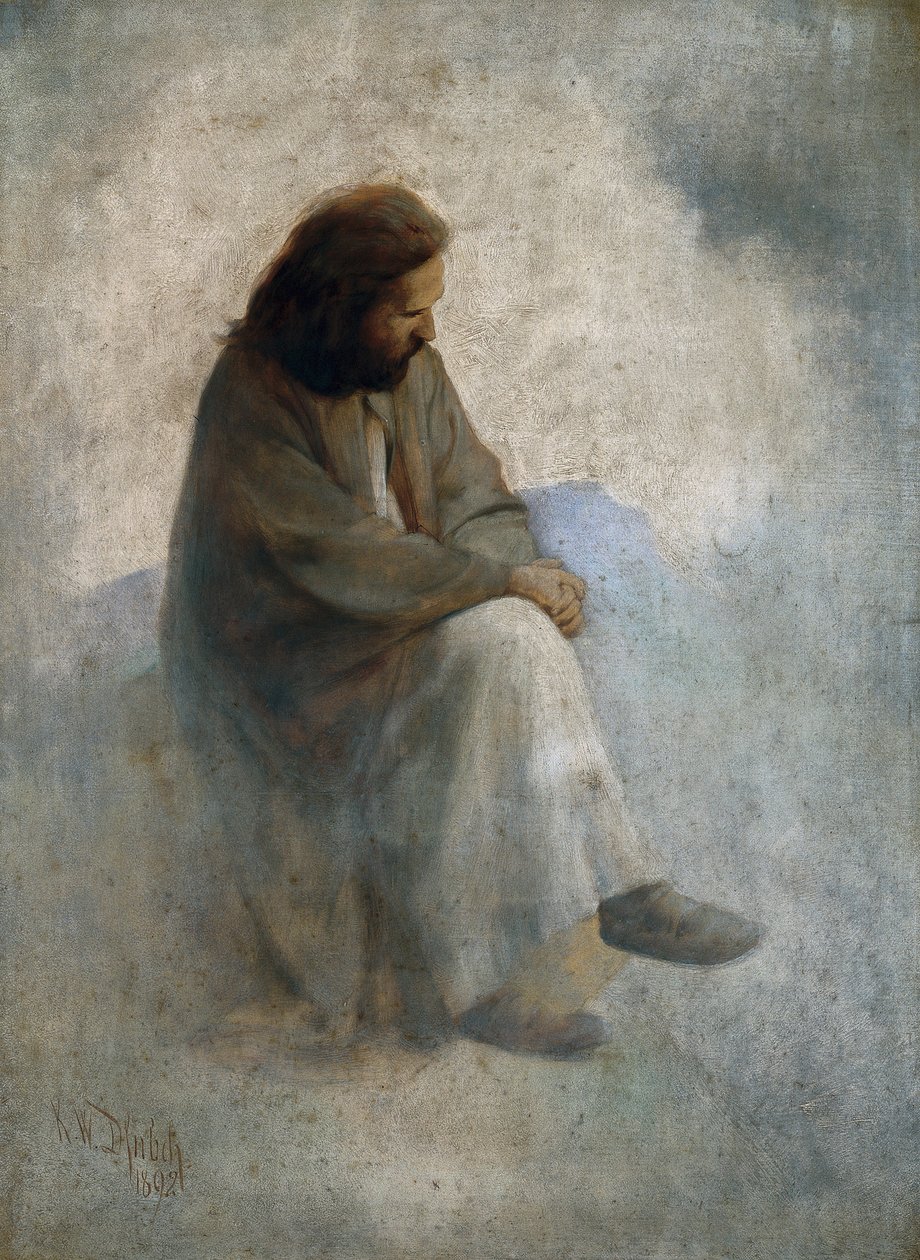 Självporträtt som Kristus, av Diefenbach, Karl Wilhelm (1851-1913). Olja på duk av Karl Wilhelm Diefenbach