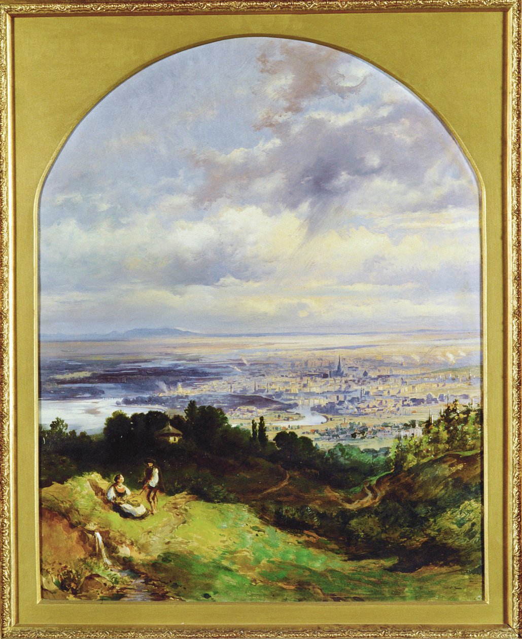 Blick auf Wien - Wien omkring 1860 ... (målning på duk) av Karl the Elder Schweninger