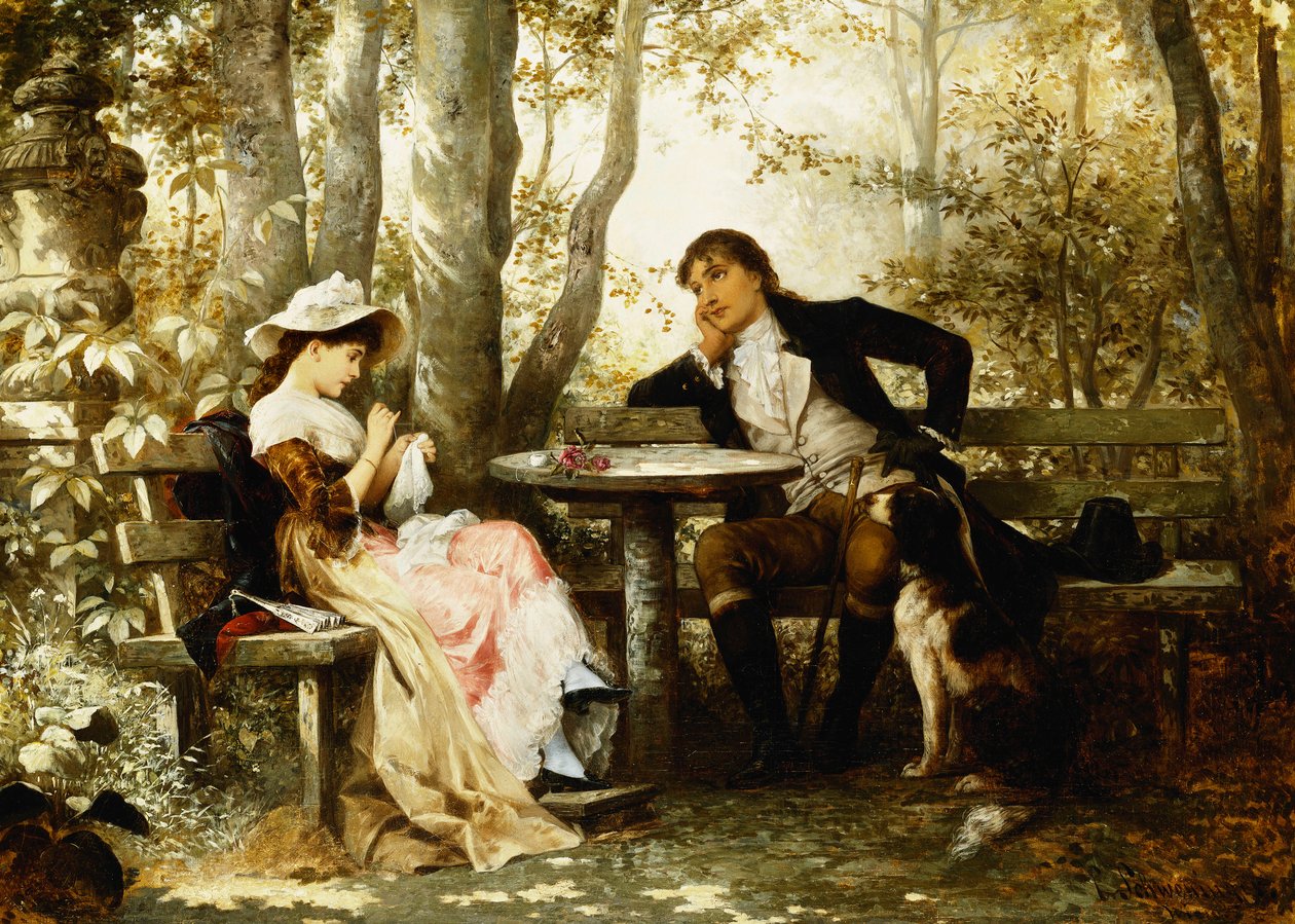 småprat; En chattimme, 1887 av Karl the Elder Schweninger