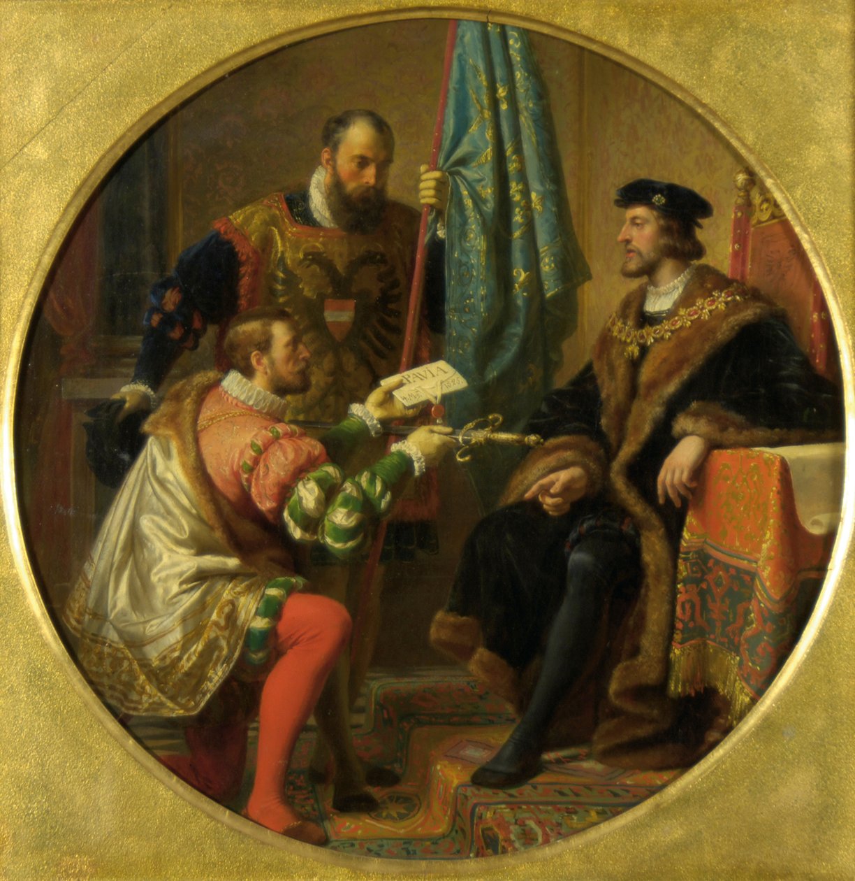 Kejsar Karl V och kung Frans I i Pavia 1525 av Karl von Blaas