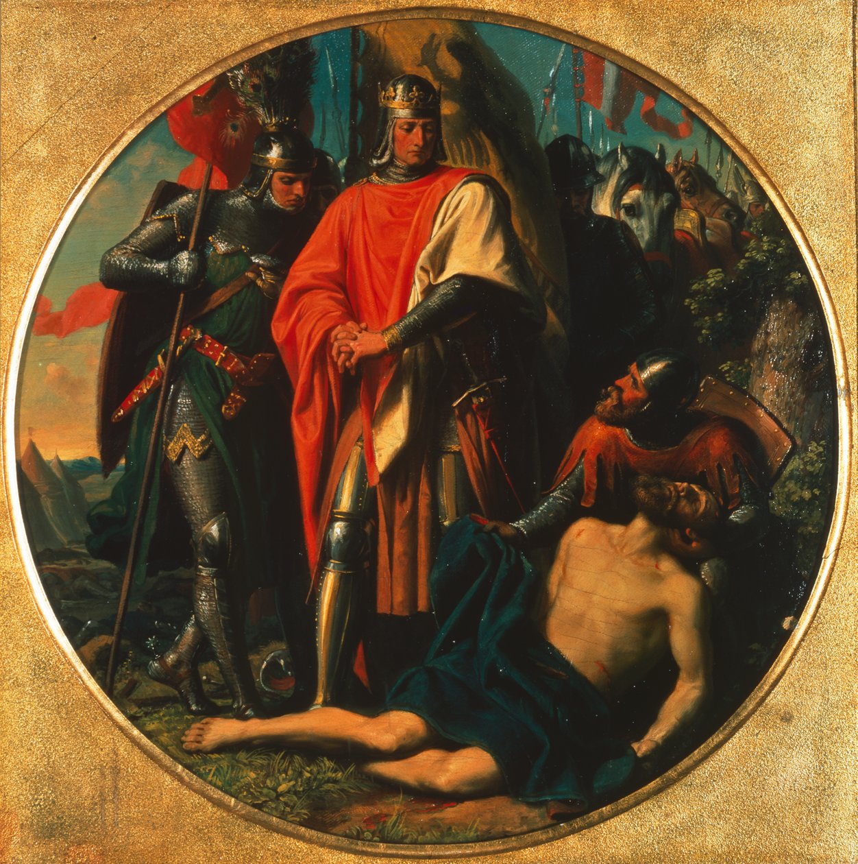Rudolf I av Habsburg vid liket av Ottokar nära Dürnkrut 1278 av Karl von Blaas