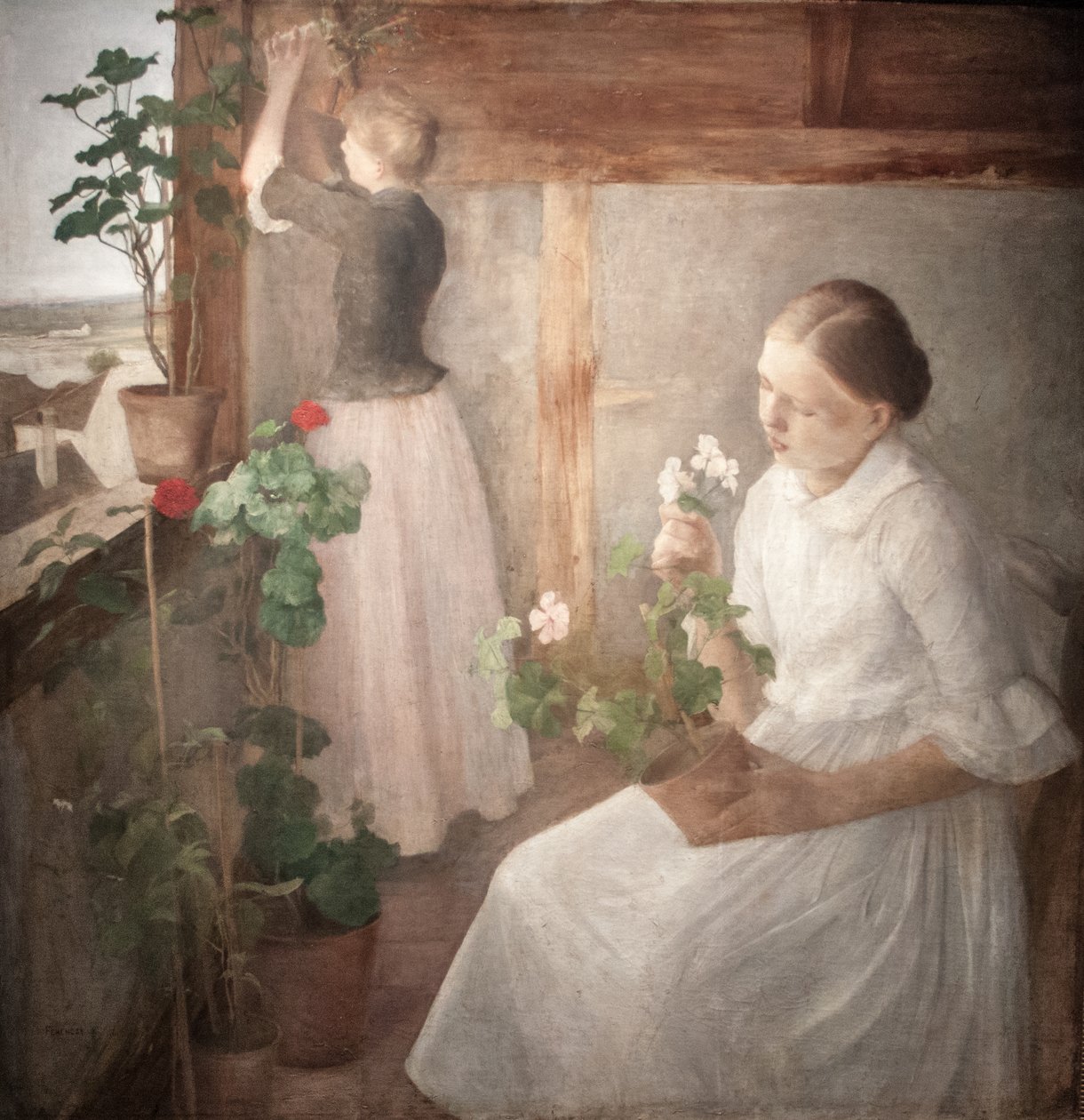  Leanyok viragokat gondoznaknEnglish: Girls_tending_flowersn av Károly Ferenczy