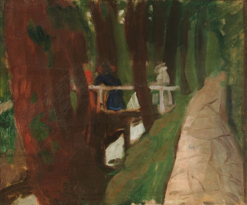 Creek with Bridge Landscape with Bridge av Károly Ferenczy