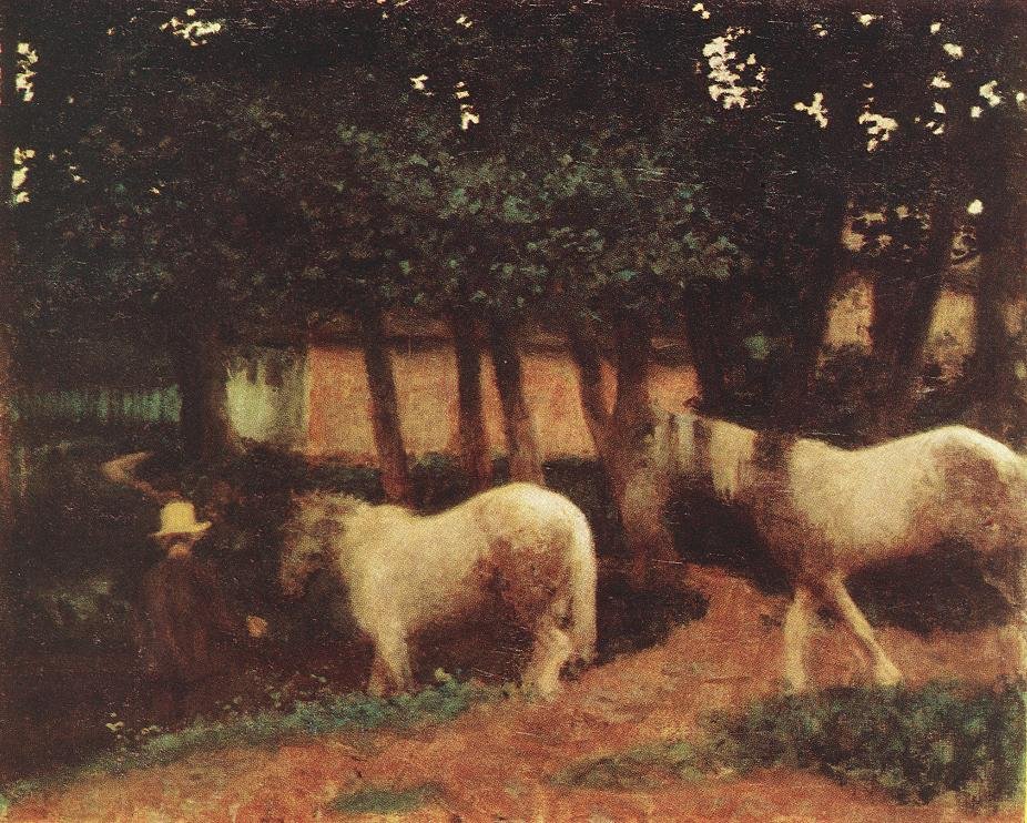 Evening Mood with Horses av Károly Ferenczy