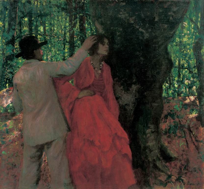 Painter and Model in the Woods av Károly Ferenczy