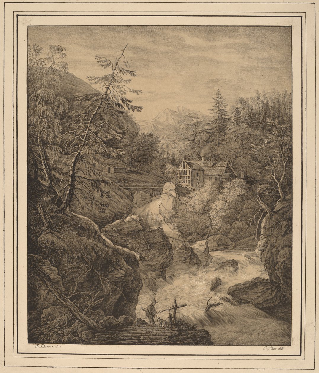 Vattenfall av Kaspar Auer, after Johann Jakob Dorner II