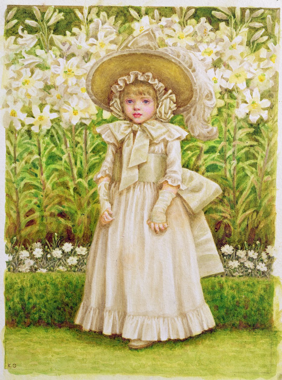Barn i vit klänning, ca 1880 av Kate Greenaway