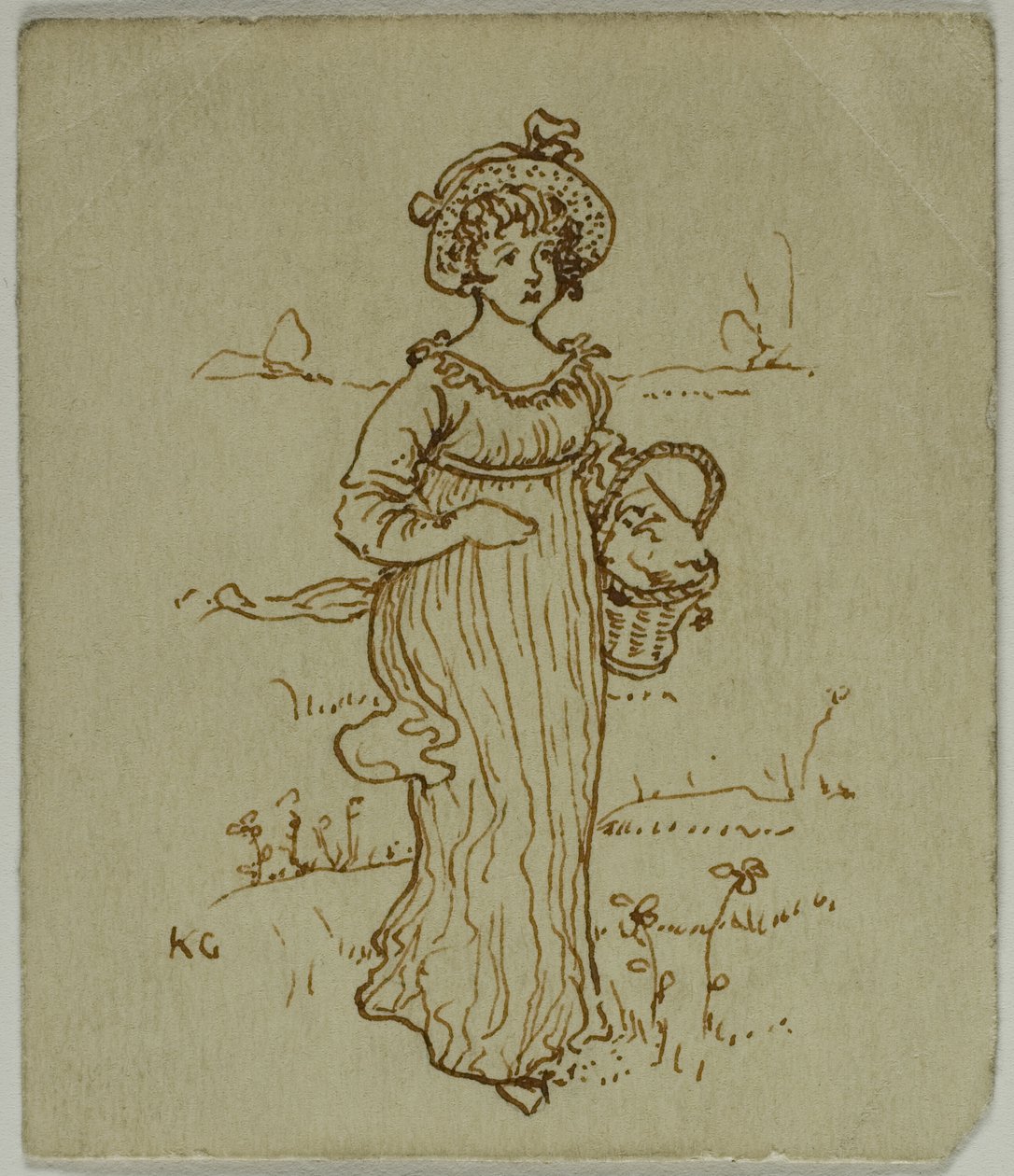 Flicka med korg av Kate Greenaway