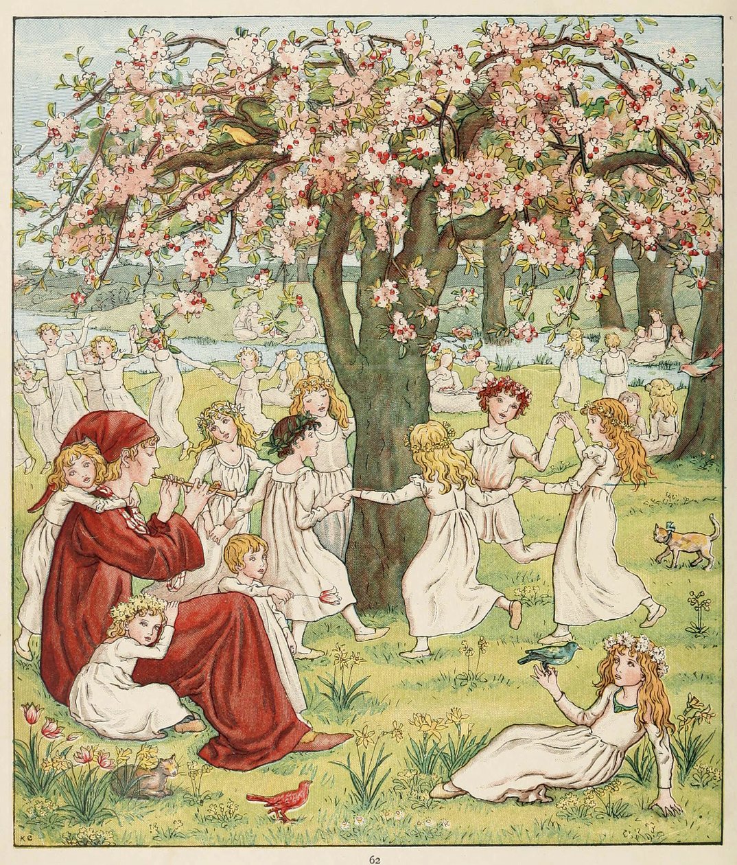 Hur deras barn stals bort, från The Pied Piper of Hamelin, pub. 1888 (lito i färg) av Kate Greenaway