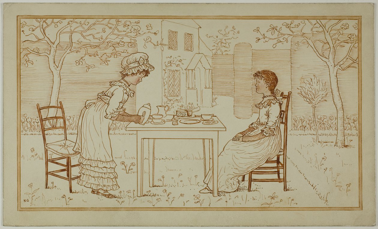 Tea Party för två utanför av Kate Greenaway
