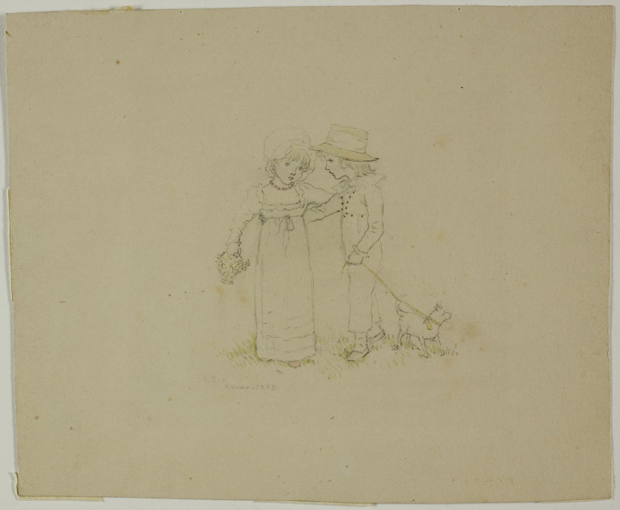 Två barn med hund av Kate Greenaway
