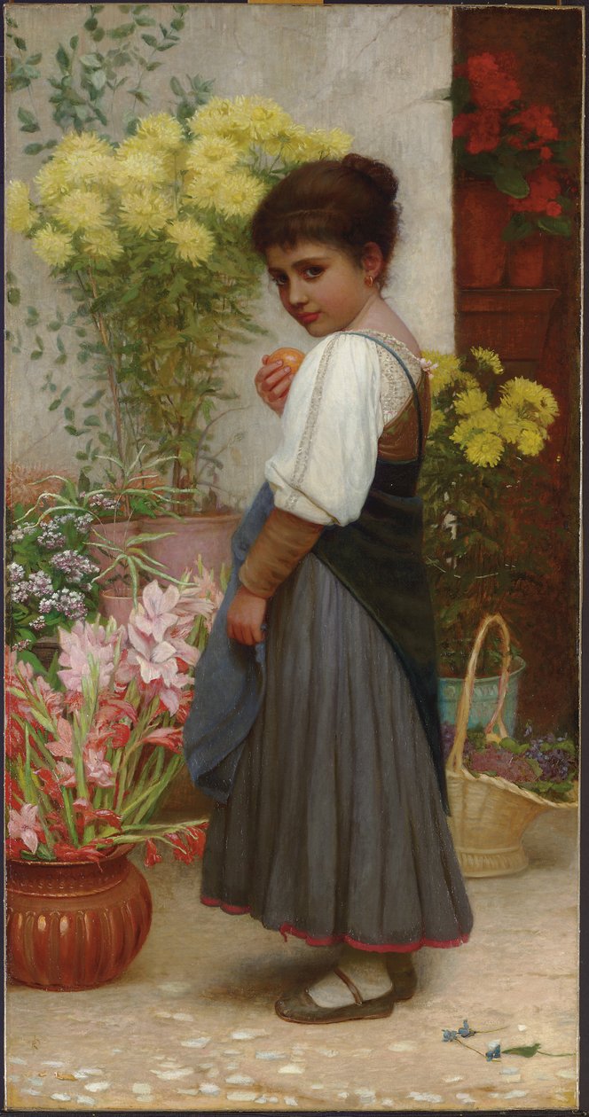 The Flower Merchant (olja på duk) av Kate Perugini