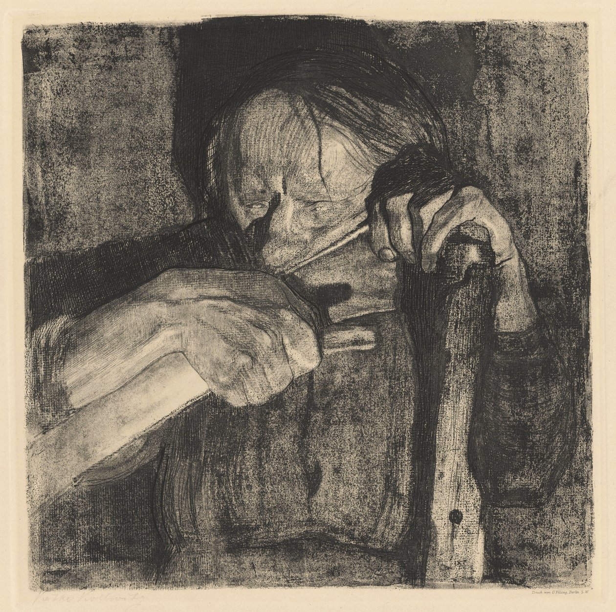 Whetting the scythe. av Käthe Kollwitz