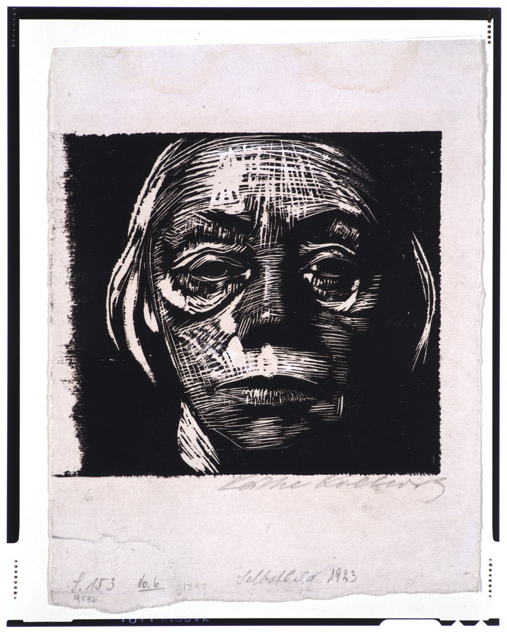 Självporträtt, 1923 (träsnitt, provtryck på vävt papper) av Käthe Kollwitz