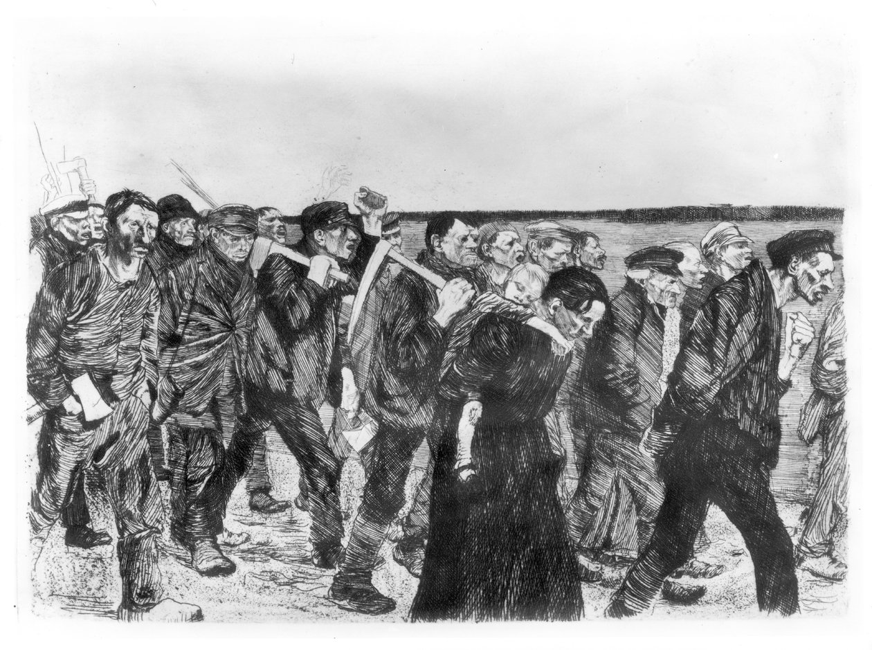 Weavers marsch i Berlin, 1897 av Käthe Kollwitz