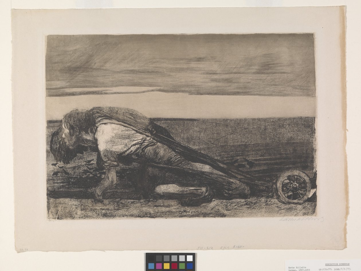 Die Pflüger (Plogmännen) (etsning och akvatint på chine collé) av Käthe Kollwitz