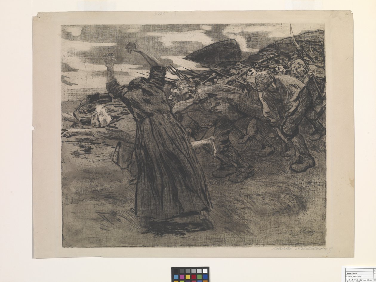 Losbruch (Utbrott) (etsning och mjukslipad etsning) av Käthe Kollwitz