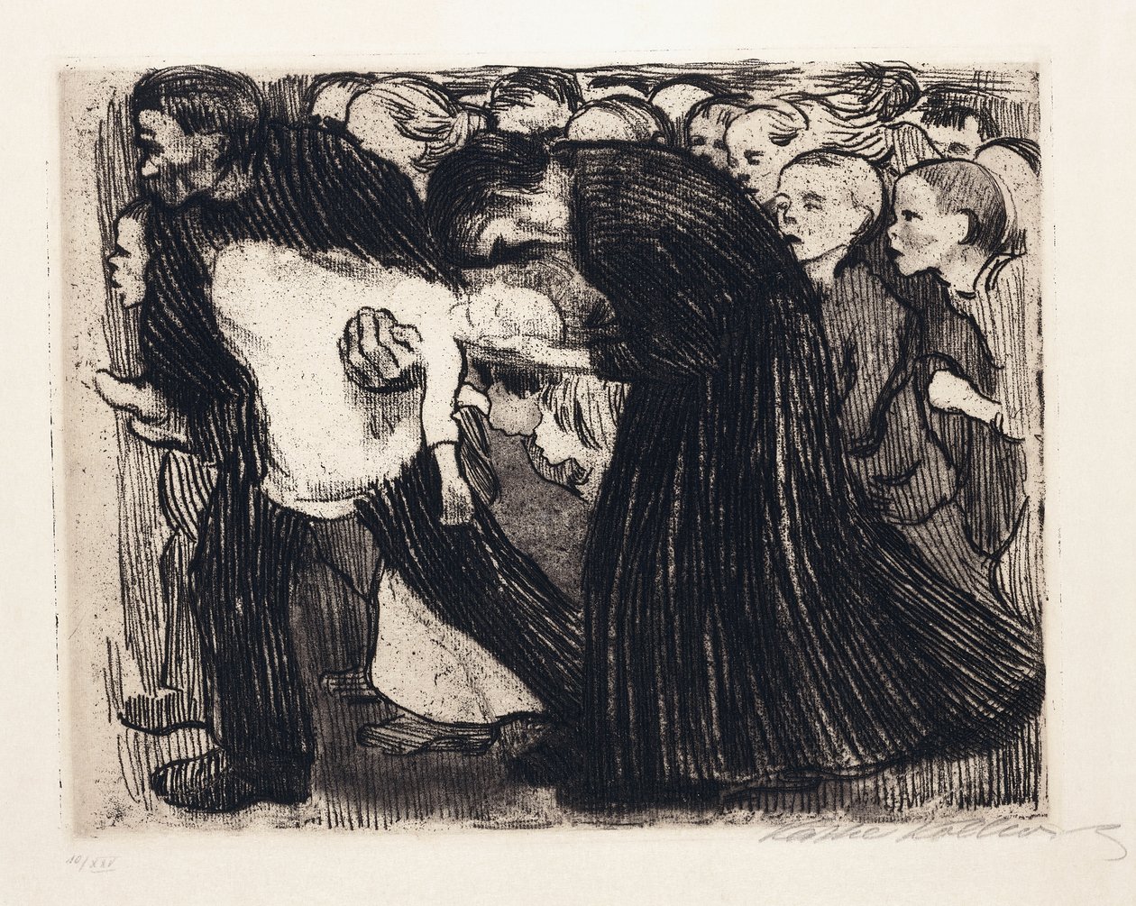 Köra över; Uberfahren, 1910 av Käthe Kollwitz