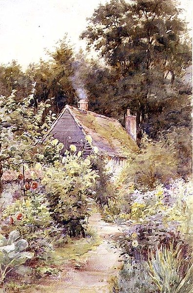 Trädgårdsstigen (akvarell på papper) av Katherine Montagu Wyatt