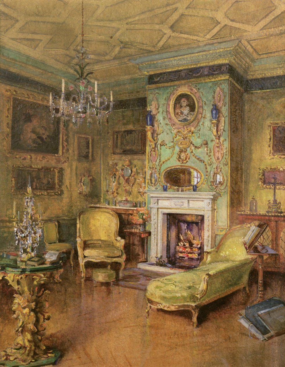 The Yellow Room, Holland House, London (wc & kroppsfärg med gummi arabicum) av Katherine Montagu Wyatt