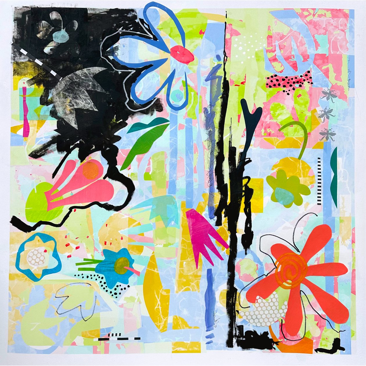 botanic chaos, 2025 (blandteknik på papper) av Kathy Dunaway