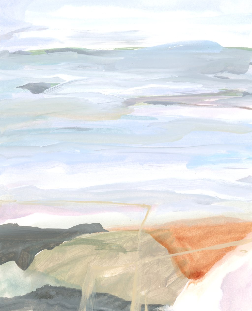 Abstract Landscape V, 2022 (akryl på papper) av Katie Ré Scheidt