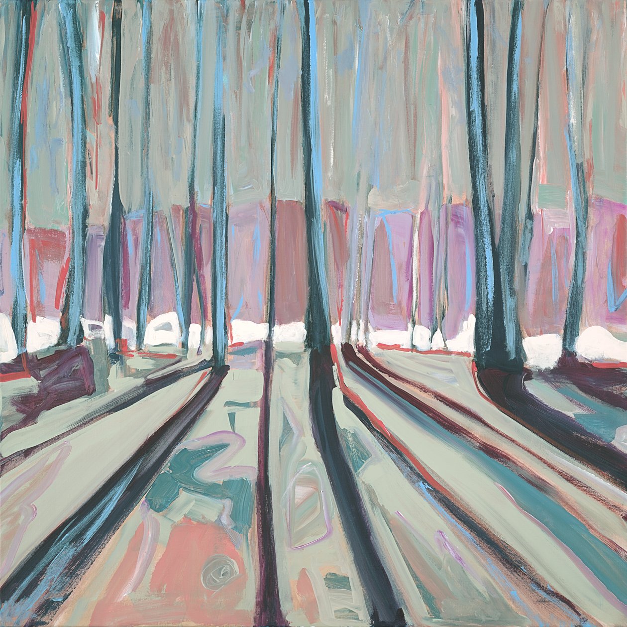Mirrored Woods, 2021 (akryl och gouache på duk) av Katie Ré Scheidt