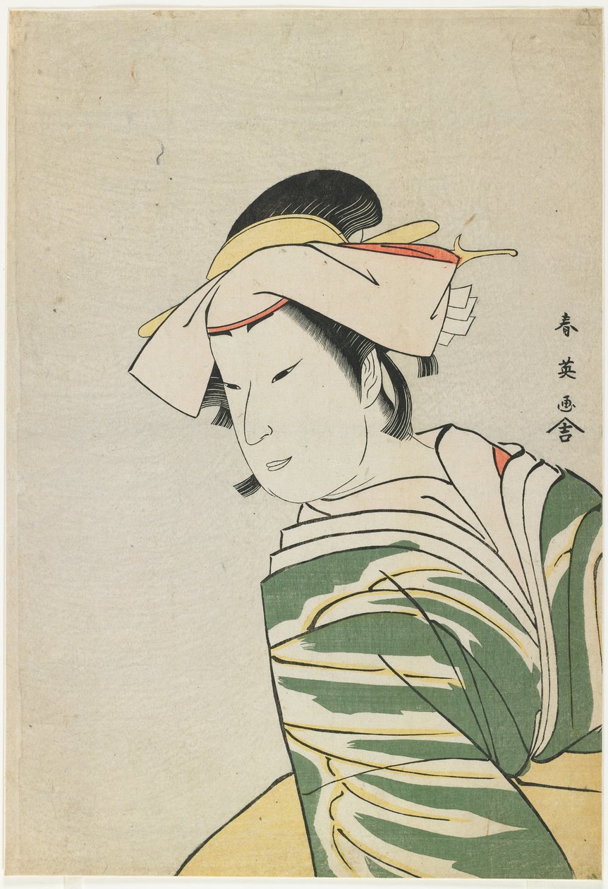 Nakamura Noshio II som Tonase, 1795 (träspets i färg) av Katsukawa Shun