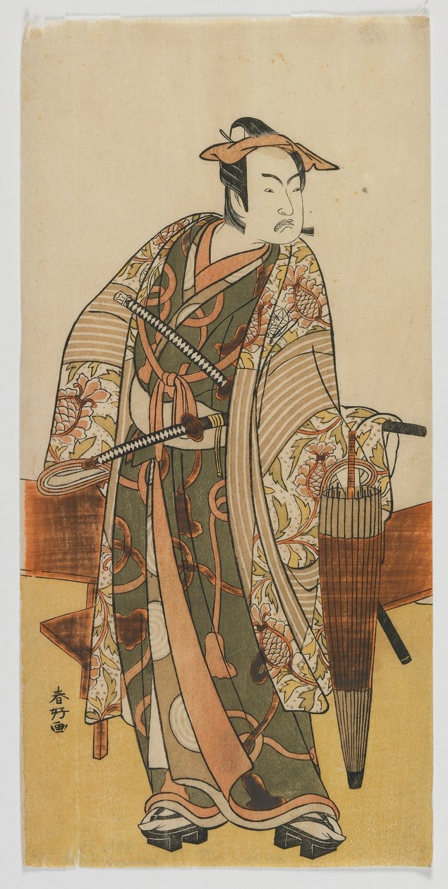Skådespelaren Ichimura Uzaemon VIII som en besökare till Yoshiwara, Edo-perioden, sent 1770-tal (träblock i färg) av Katsukawa Shunko