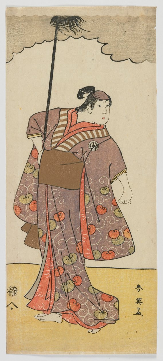 Skådespelaren Iwai Hanshiro IV som kvinnlig yakko (lakejer) Edo-perioden, ca 1791 (färgsnitt) av Katsukawa Shun ei