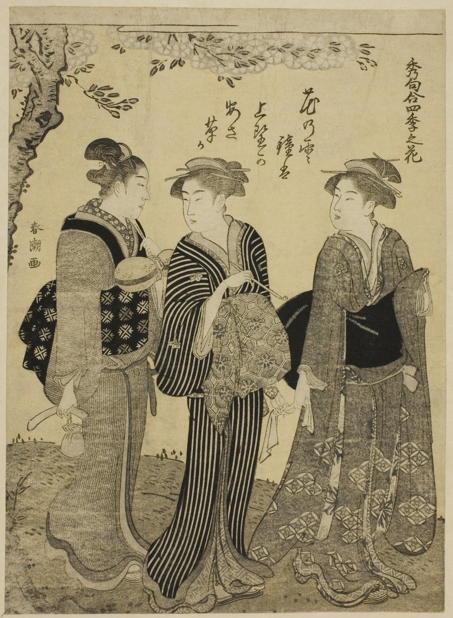 Cherry Blossoms in Spring, från serien "Choicest Odes upon Flowers of the Four Seasons (Shuku awase, shiki no hana)" av Katsukawa Shuncho