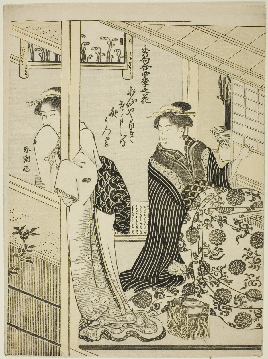 Narcissus in Winter, från serien "Choicest Odes upon Flowers of the Four Seasons (Shuku awase, shiki no hana)" av Katsukawa Shuncho