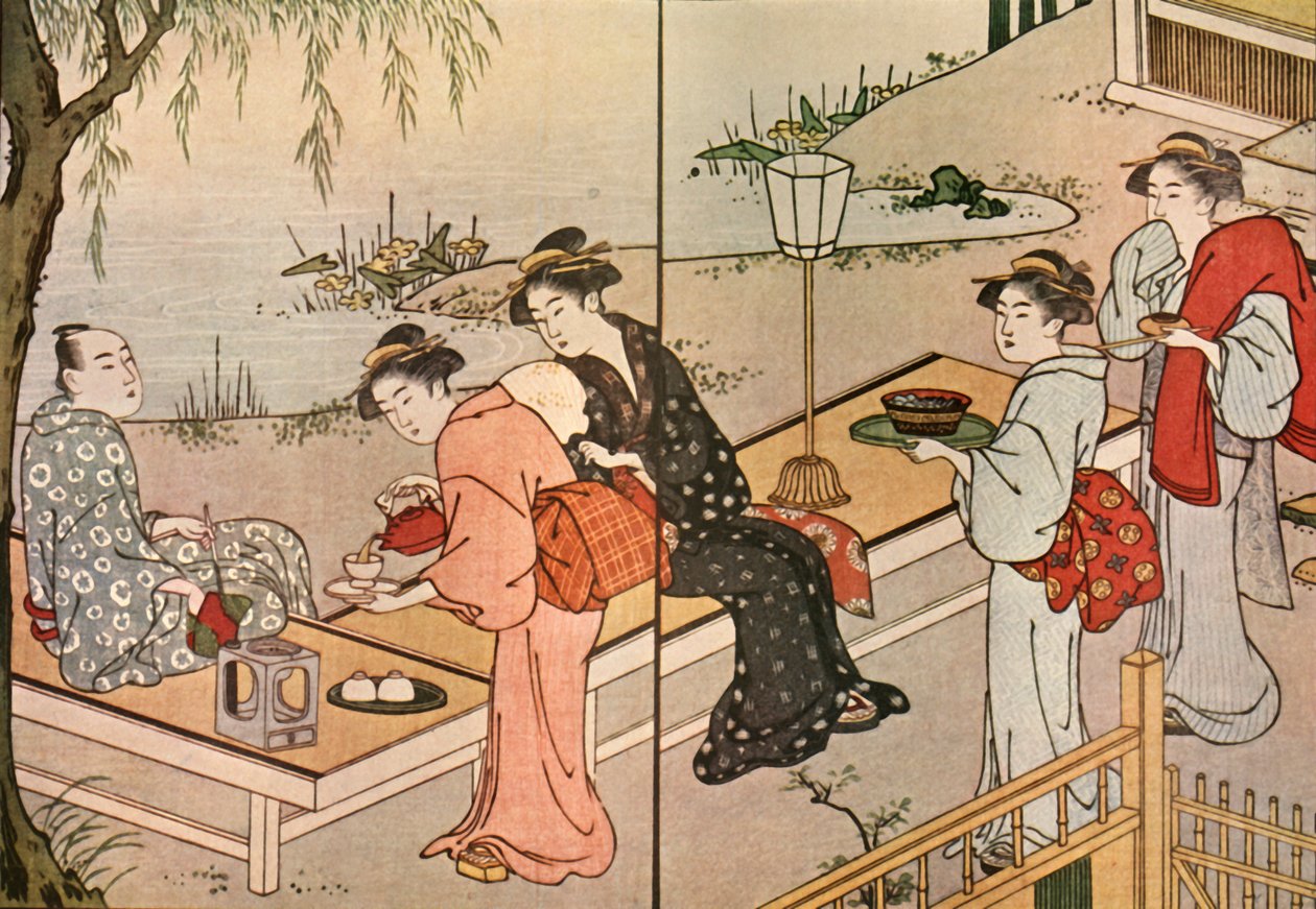 Kvinna som serverar te, 1790, 1924. av Katsukawa Shuncho