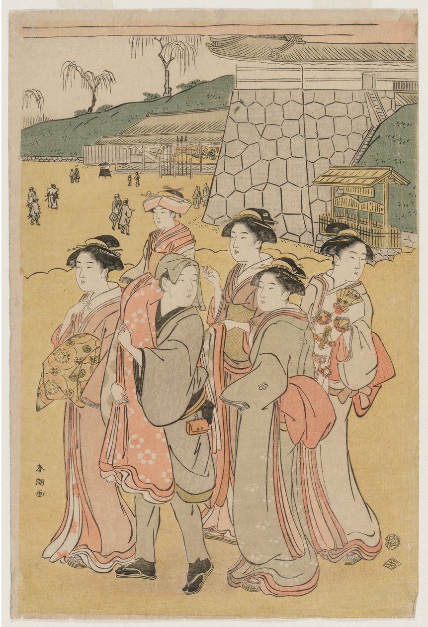 Kvinnor som följer med en flicka till en helgedom, tidigt 1790-tal. av Katsukawa Shuncho