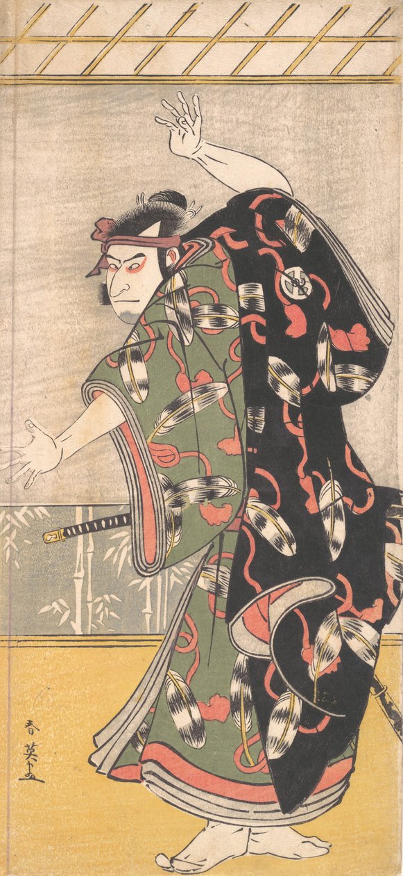 Kabuki-skådespelaren Otani Oniji III som en samuraj, ca. 1792. av Katsukawa Shun