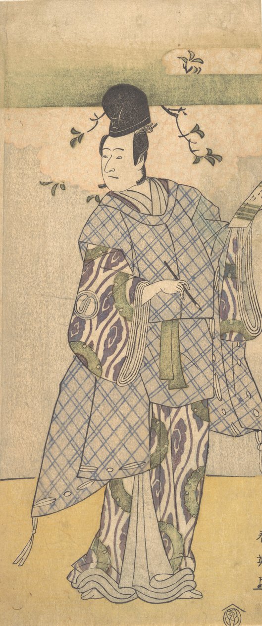 Skådespelaren Sawamura Sojuro III som adelsman som skriver poesi, 1782. av Katsukawa Shun