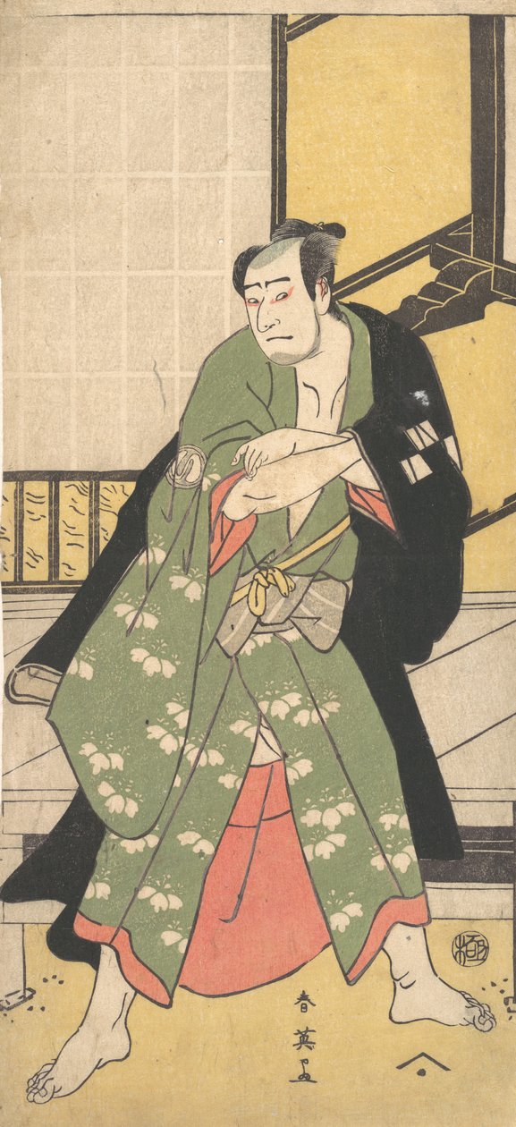 Den tredje Sawamura Sojuro som en man som står med fötterna utspridda, ca. 1795 av Katsukawa Shun