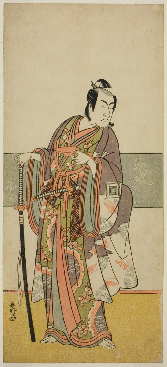 Skådespelaren Ichikawa Monnosuke II i en oidentifierad roll av Katsukawa Shunkо̄