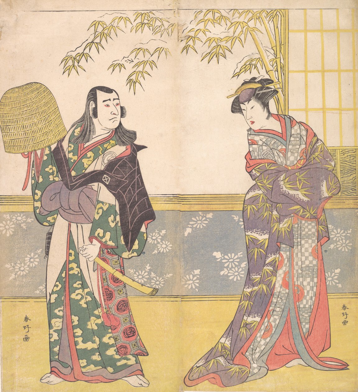 Kabuki ac and rs Sawamura Sojuro Bra plan d Sanogawa Ichimatsu Bra medlem Oh skolans utseende r för r. . . , 1788. av Katsukawa Shunko