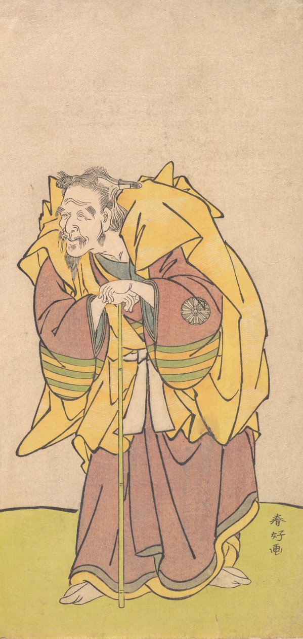 Nakamura Tomijuro som en gammal man med ett magert skägg, ca. 1780. av Katsukawa Shunko