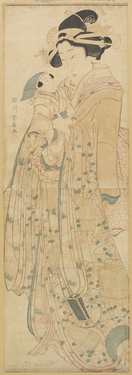(Woman Holding a Doll), sent 1700-tidigt 1800-tal av Katsukawa Shunsen