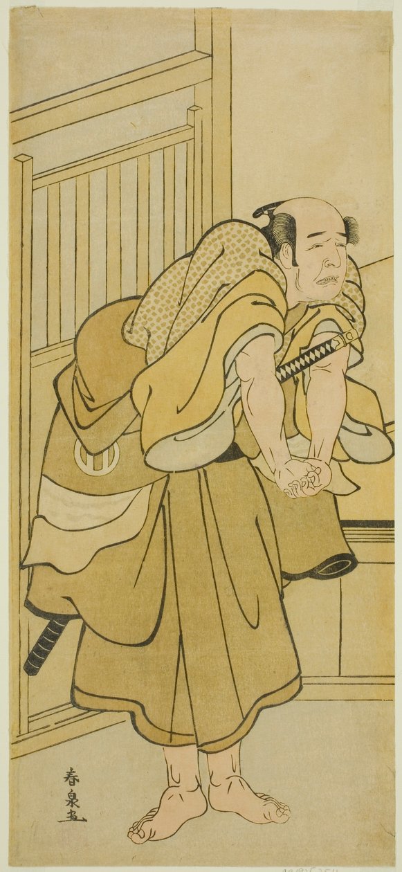 Skådespelaren Asao Tamejuro I som Drunken Gotobei i pjäsen Yoshitsune Koshigoe Jo, framförd på Ichimura Theatre i den nionde månaden, 1790 av Katsukawa Shunsen