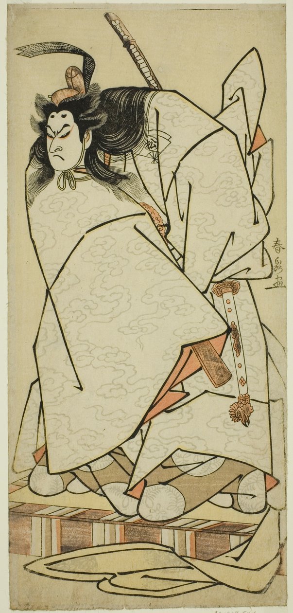 Skådespelaren Onoe Matsusuke I som Ashikaga Takauji i pjäsen Kumoi no Hana Yoshino no Wakamusha, framförd på Nakamura Theatre i den elfte månaden, 1786 av Katsukawa Shunsen