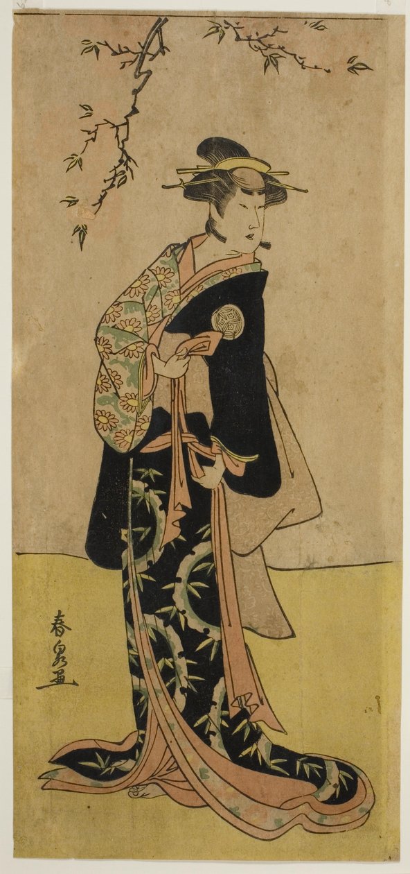Skådespelaren Yamashita Mangiku I som Lady Yuya (Yuya Gozen) (?) i pjäsen Heike Hyobanki (?), framförd på Nakamura Theatre (?) i den sjunde månaden, 1789 (?) av Katsukawa Shunsen