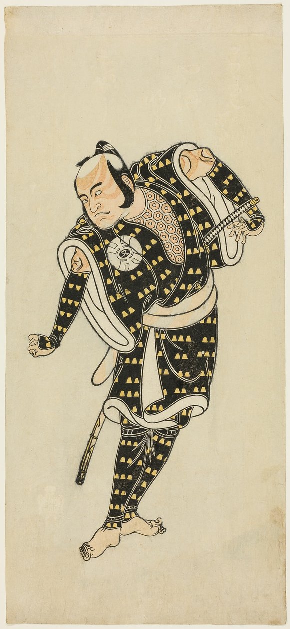Skådespelaren Bandô Matatarô IV som Gempachibyôe i "Snowflakes: Plum Blossoms Kaomise" ("Mutsu no hana ume no kaomise") av Katsukawa Shunsho
