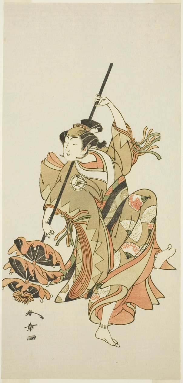 Skådespelaren Iwai Hanshiro IV utför trippelparaplydansen i "Flower of Japan: Ono no Komachi