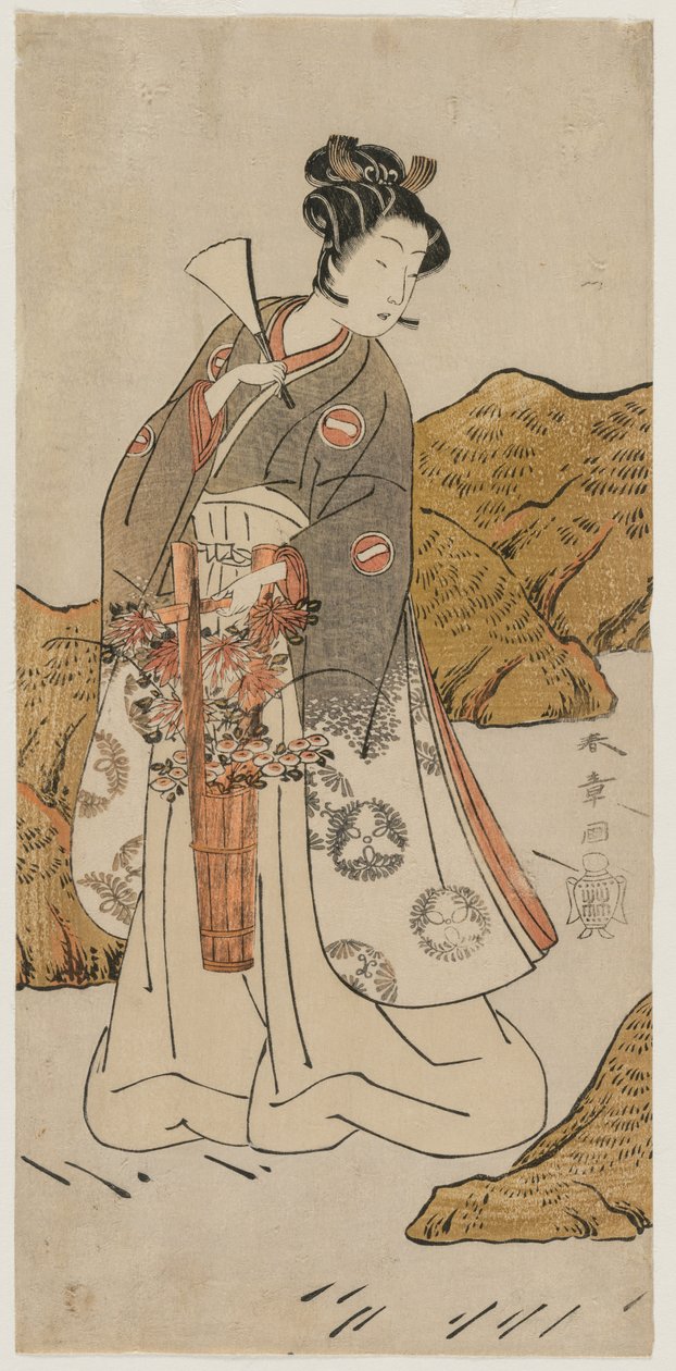 Ichikawa Monnosuke II som tempelsida, tidigt 1770-tal. av Katsukawa Shunsho