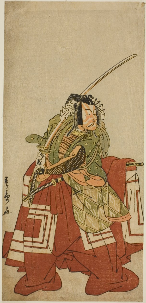Skådespelaren Ichikawa Danjuro V som Arakawa Taro i Play Date Nishiki Tsui no Yumitori, framförd på Morita Theatre i den elfte månaden, 1778 av Katsukawa Shunsho