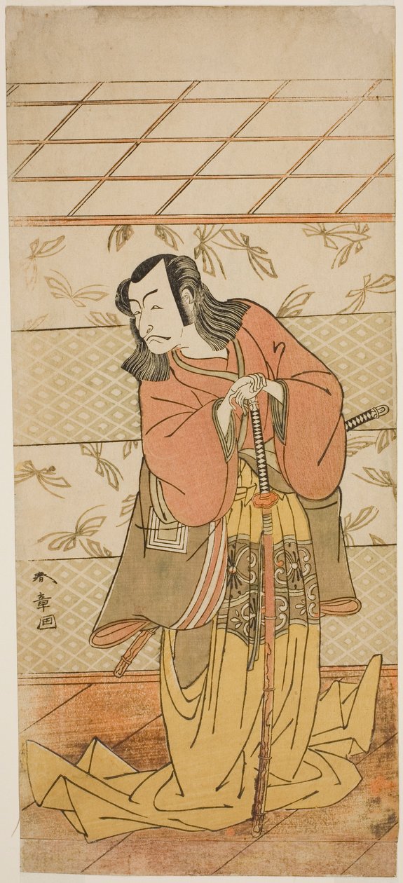 Skådespelaren Ichikawa Danjuro V som Ashiya Doman i pjäsen Kikyo-zomen Onna Urakata, framförd på Morita Theatre i den sjunde månaden, 1776 av Katsukawa Shunsho