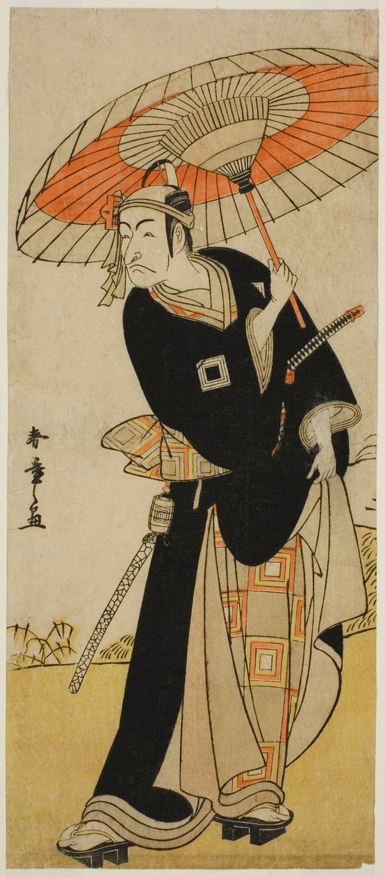 Skådespelaren Ichikawa Danjuro V som Hanakapado no Sukeroku i pjäsen Nanakusa Yosooi Soga, som spelades på Nakamura Theatre i den femte månaden, av Katsukawa Shunsho